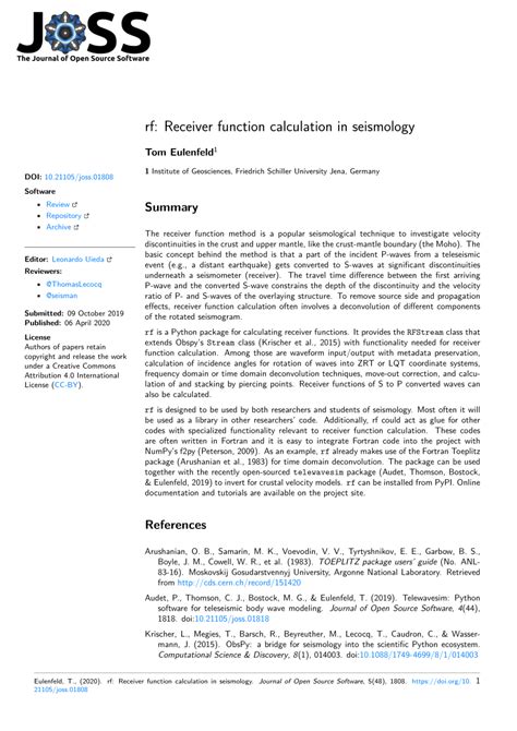 rf read file|Receiver function calculation in seismol.